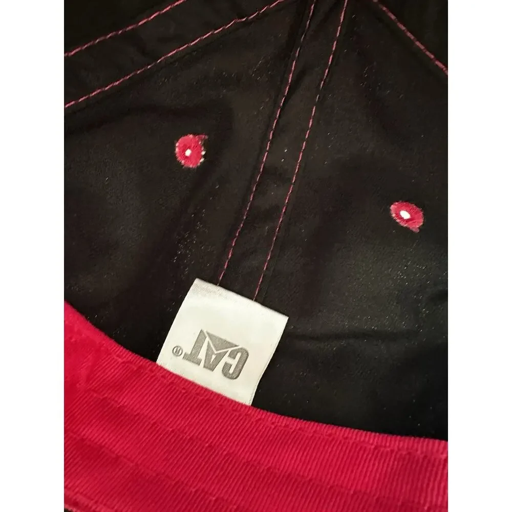 Caterpillar CAT Women’s Black Pink Stitching Polka Dot Baseball Cap Hat NWOT